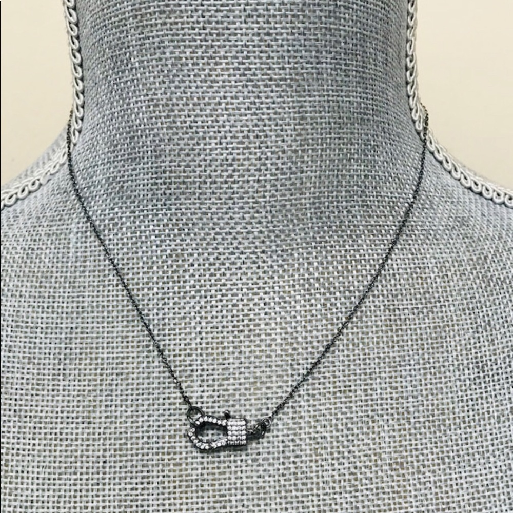 Pavé CZ “Clasp in Front” Necklace,avail 3 colors - Picture 3 of 8